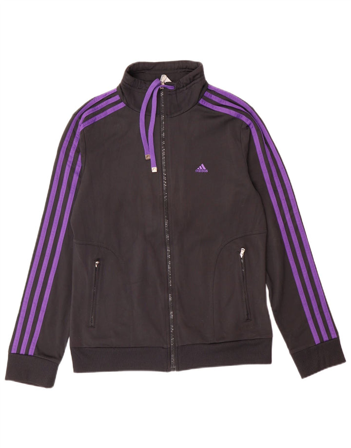 ADIDAS Womens Tracksuit Top Jacket UK 12 Médio Preto Poliéster