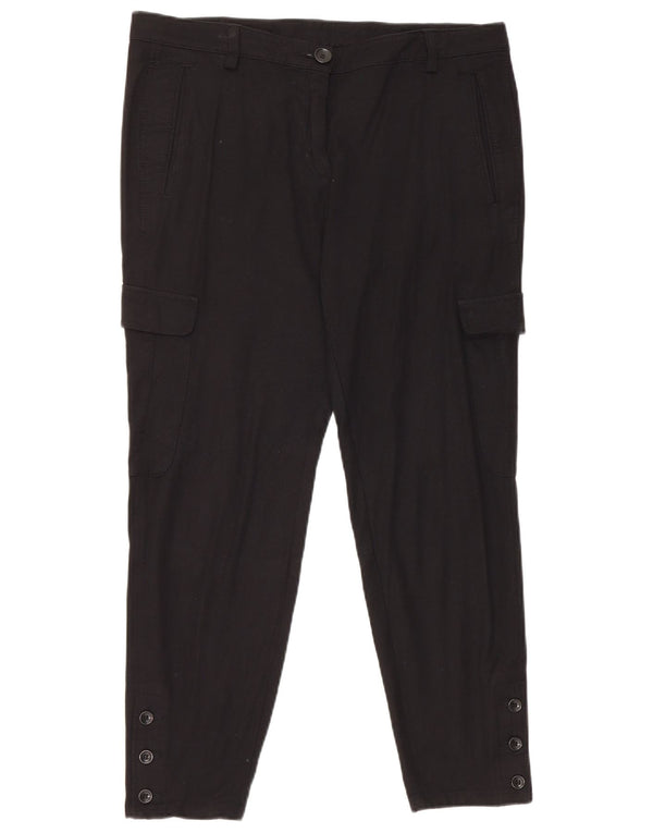 Calça cargo feminina Reiss Tapered UK 12 médio W34 L26 preta viscose