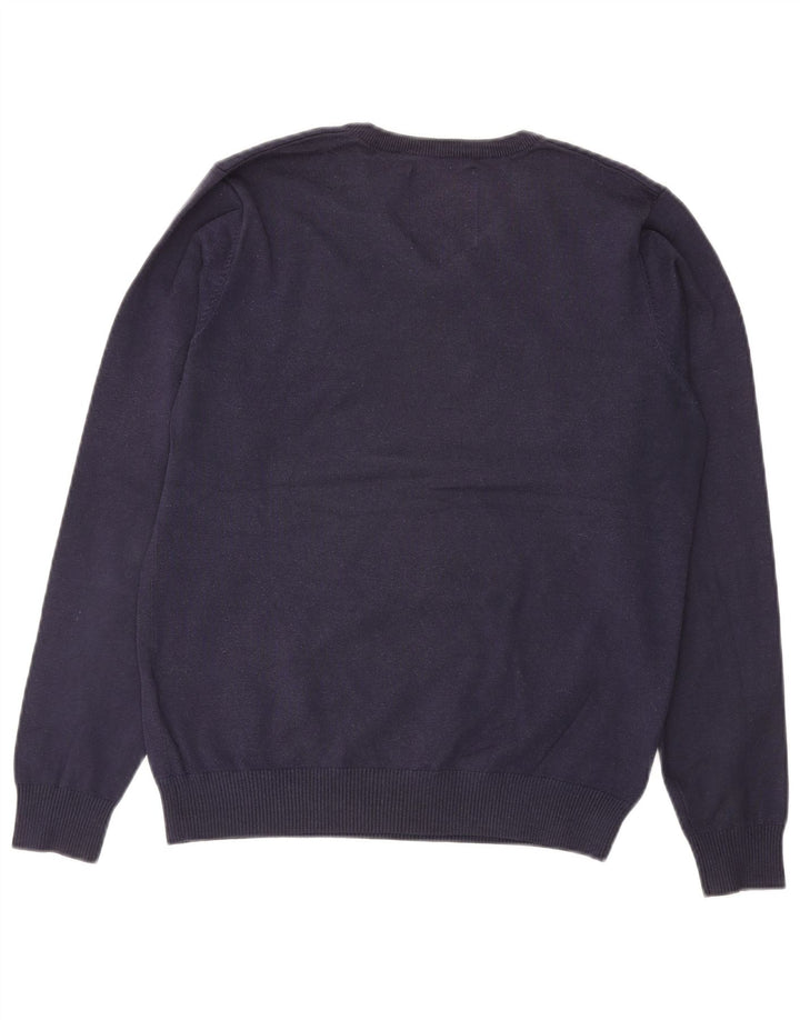 Suéter masculino JACK & JONES com decote em V grande acrílico azul marinho