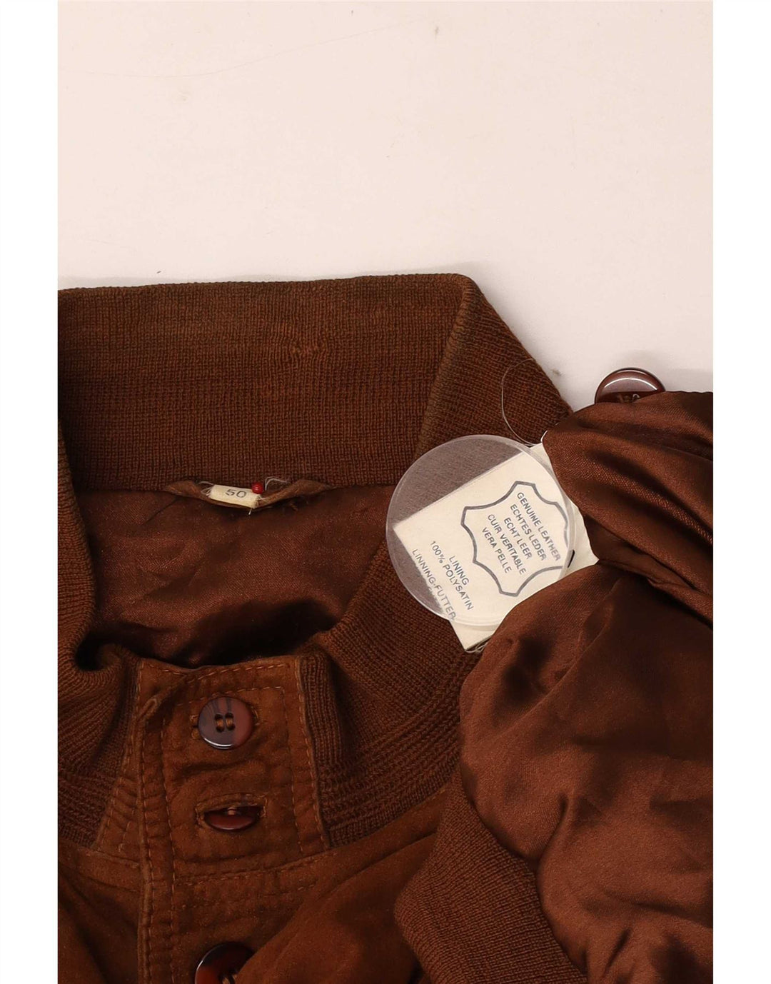 Jaqueta bomber de camurça masculina vintage UE 50 grande couro marrom