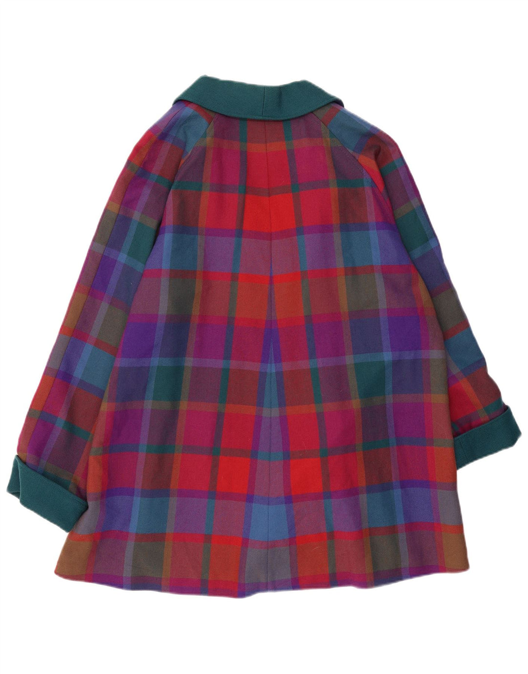 Sobretudo aberto feminino AVOCA UK 14 médio multicolorido xadrez nova lã