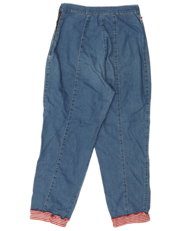 Calça jeans feminina de cintura alta MOSCHINO UK 12 médio W28 L25 algodão azul