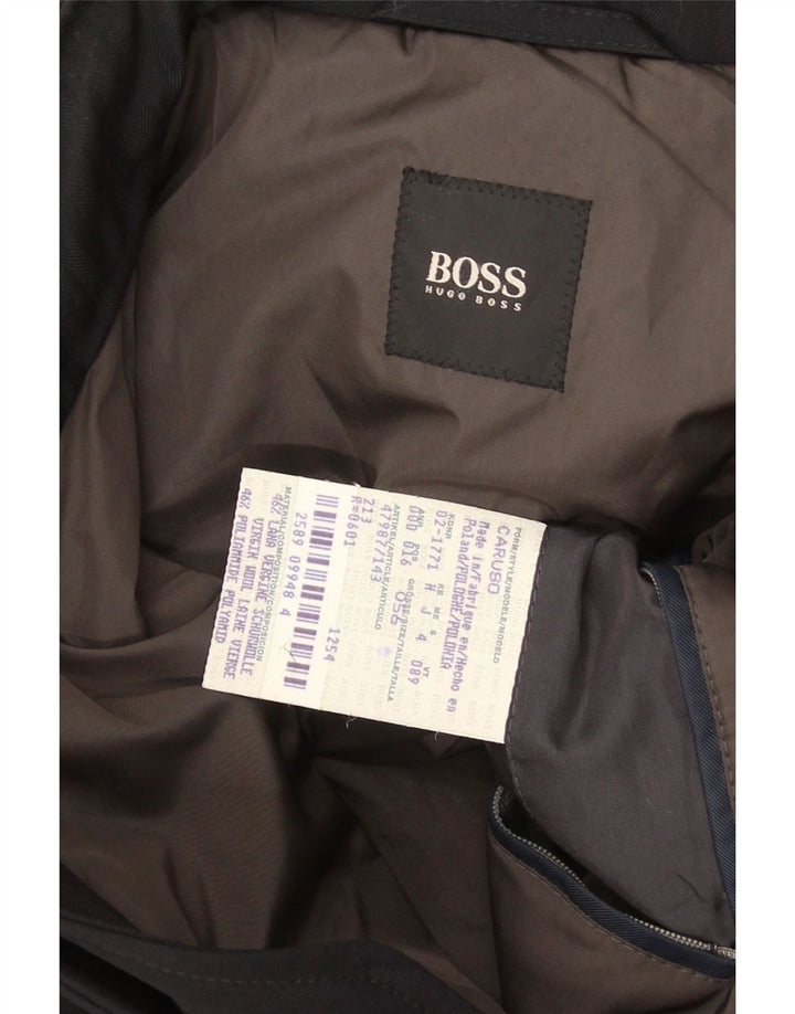Jaqueta corta-vento masculina Hugo Boss IT 56 3XL lã virgem preta