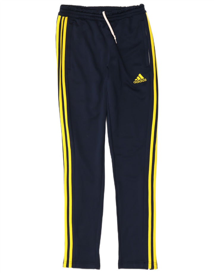 Calça de treino masculina Adidas pequena azul marinho poliéster