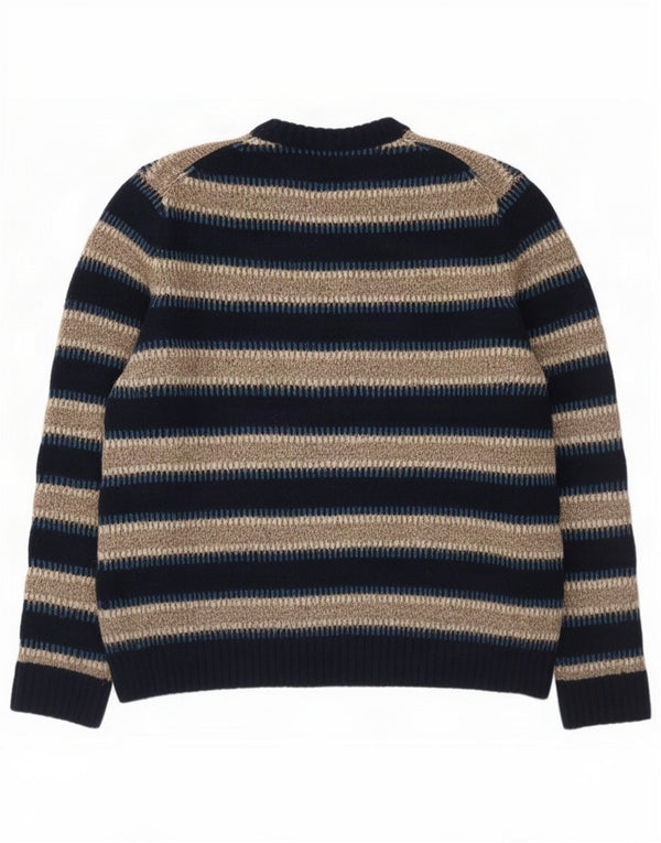 Suéter masculino Marks & Spencer com gola redonda 2XL acrílico listrado azul marinho