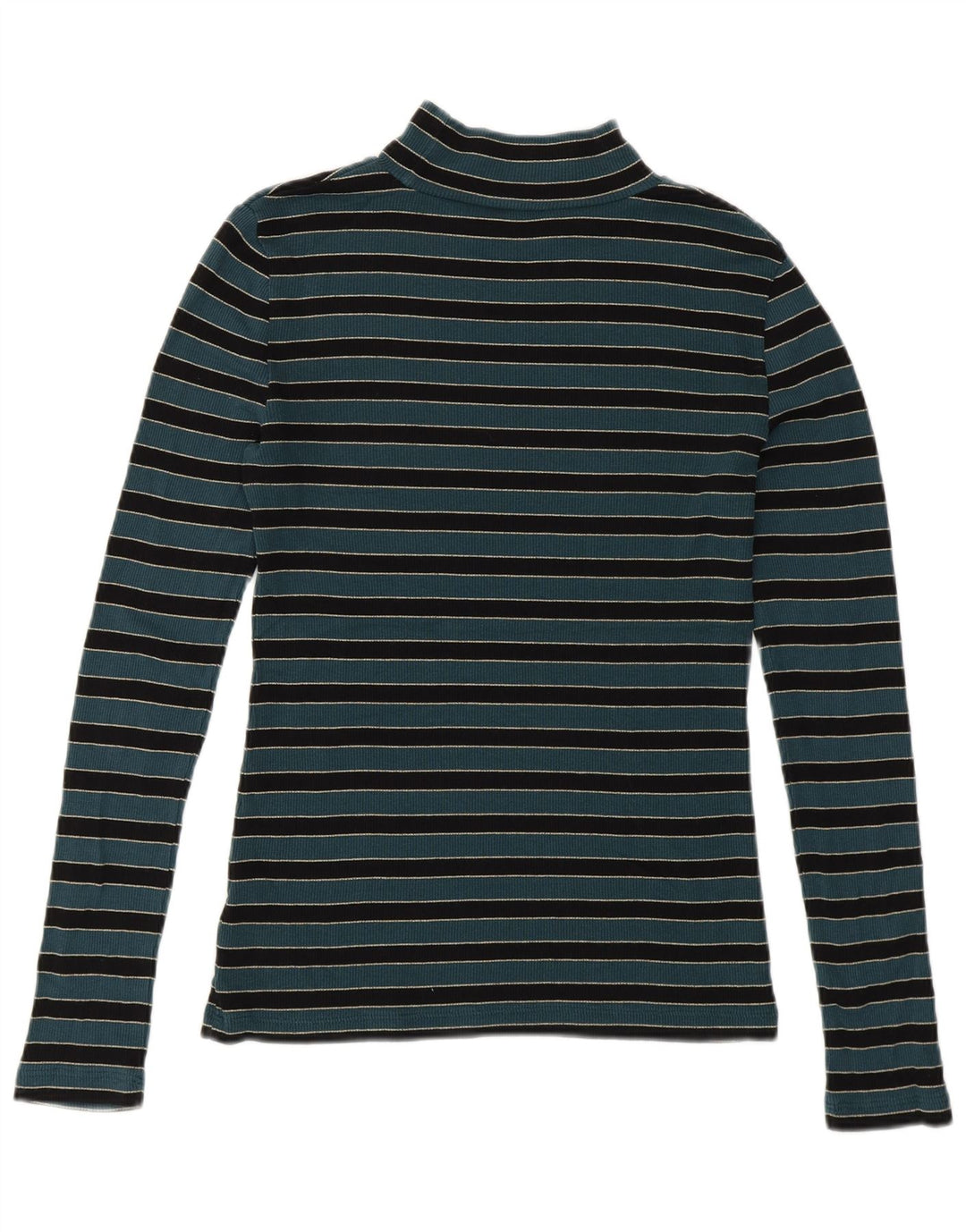 Suéter feminino Fat Face com gola tartaruga Reino Unido 12 listrado verde médio