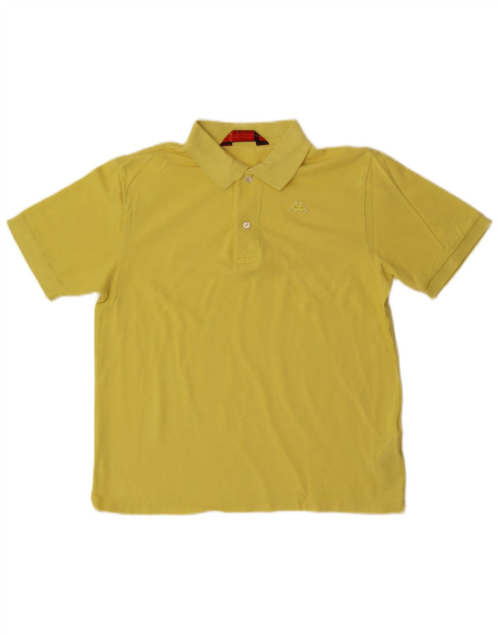 Camisa polo masculina Kappa pequena algodão amarelo