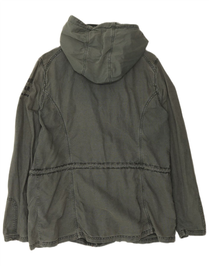 Jaqueta utilitária masculina Soccx com capuz UK 40 grande linho cáqui