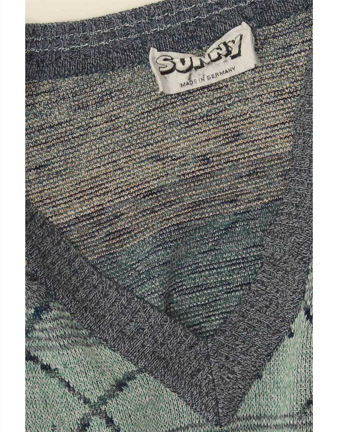 Suéter masculino vintage com decote em V XL listrado multicolorido