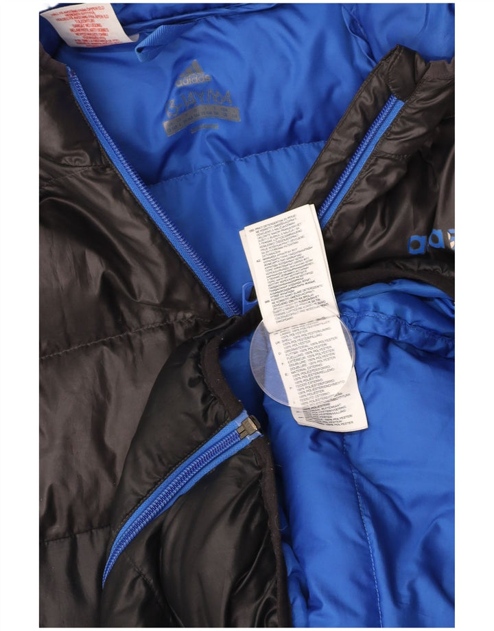 Casaco ADIDAS Menino com Capuz Acolchoado 13-14 Anos Preto Colourblock Poliéster