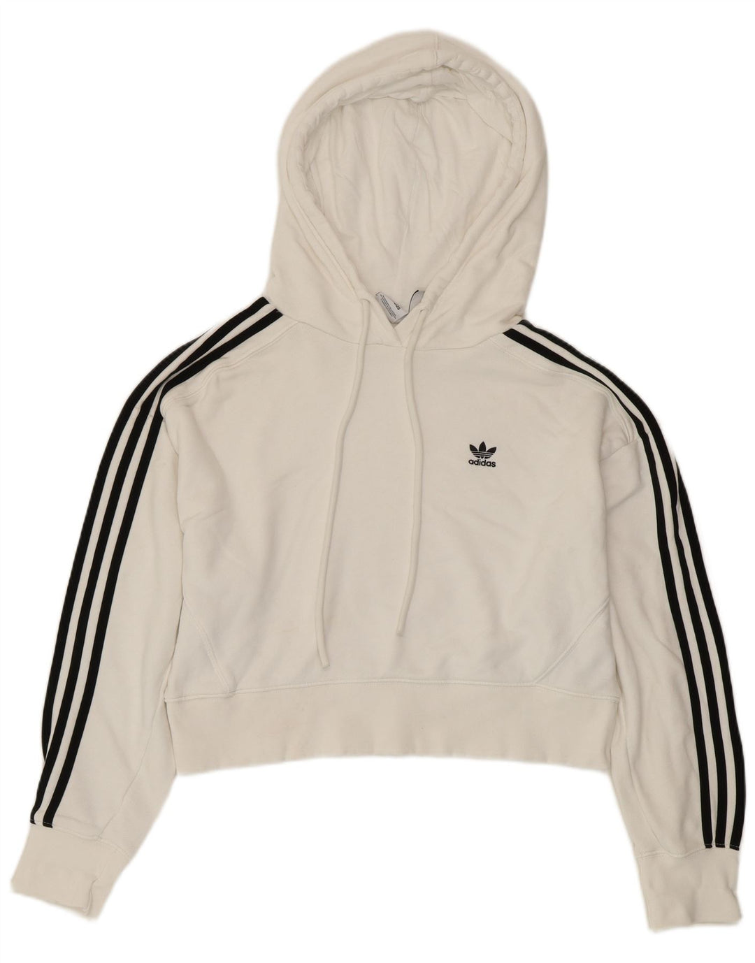 ADIDAS Womens Crop Oversized Hoodie Jumper UK 8 Pequeno Algodão Branco