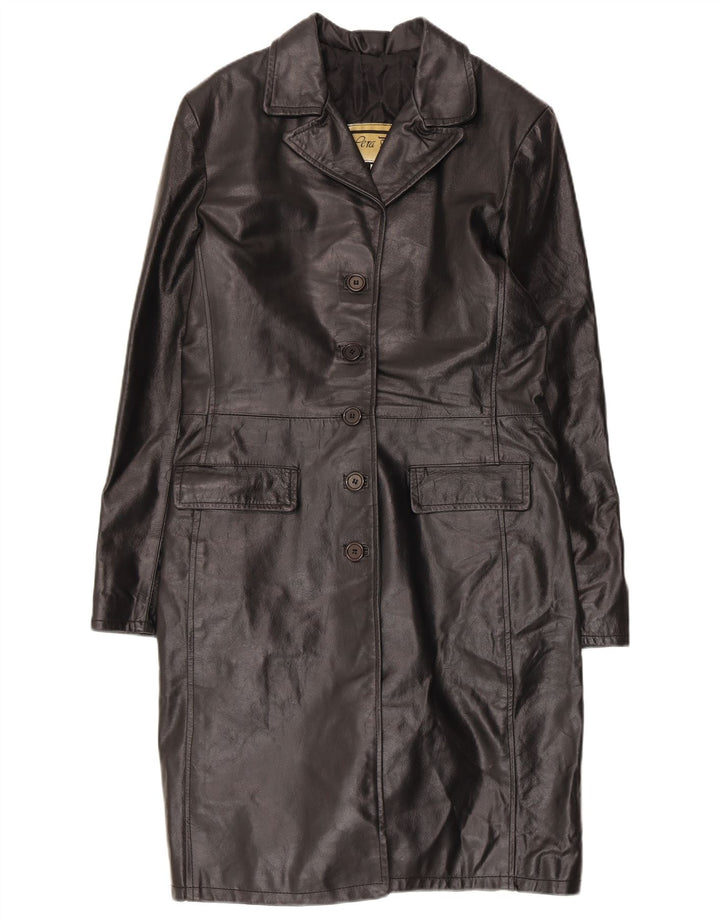Casaco de couro feminino vintage UK 18 XL couro preto