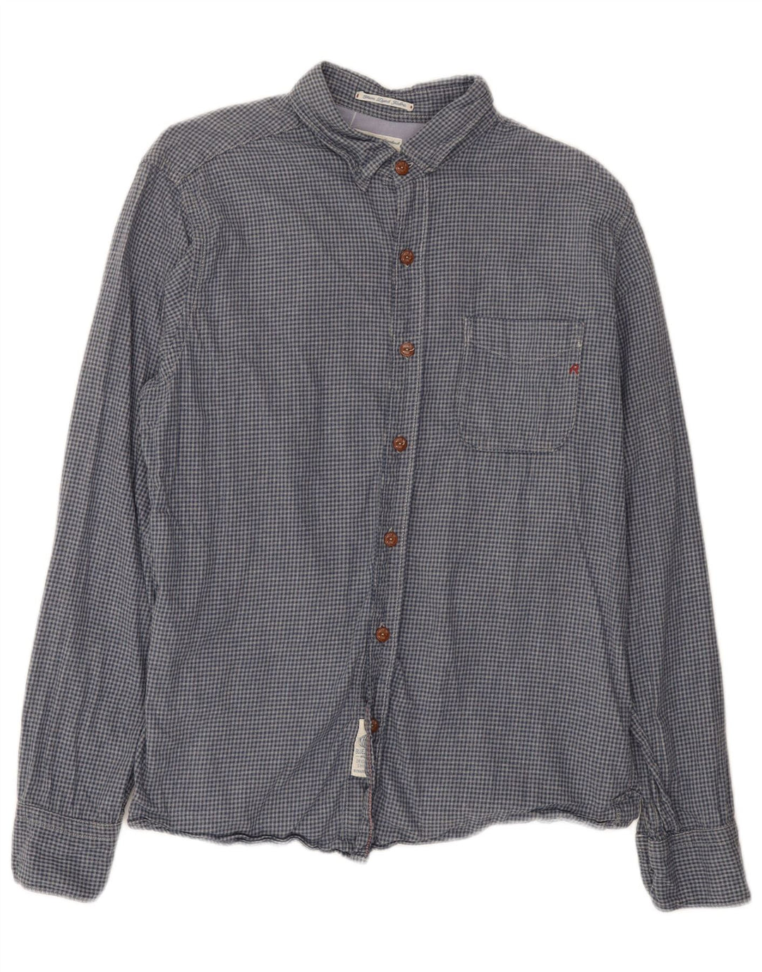 Camisa masculina de flanela Replay grande algodão guingão azul