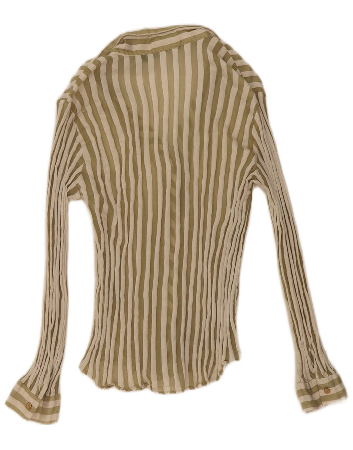 Blusa feminina Zara UK 14 risca de giz verde médio