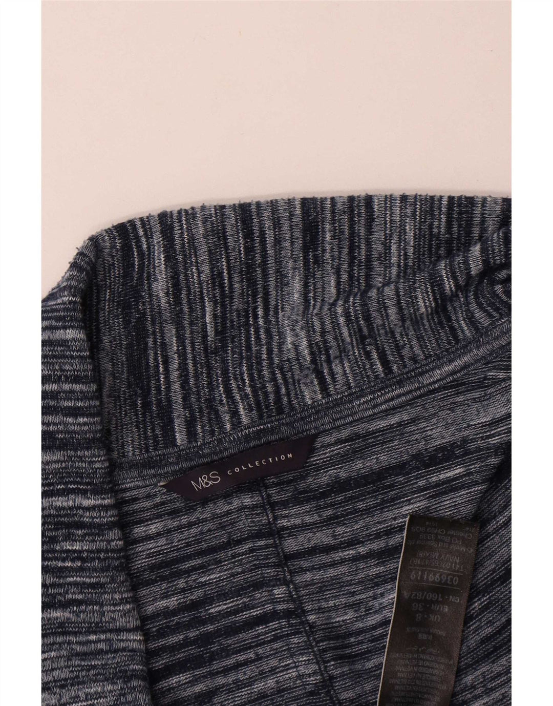 Suéter cardigã feminino Longline Marks & Spencer Reino Unido 8 pequeno azul marinho