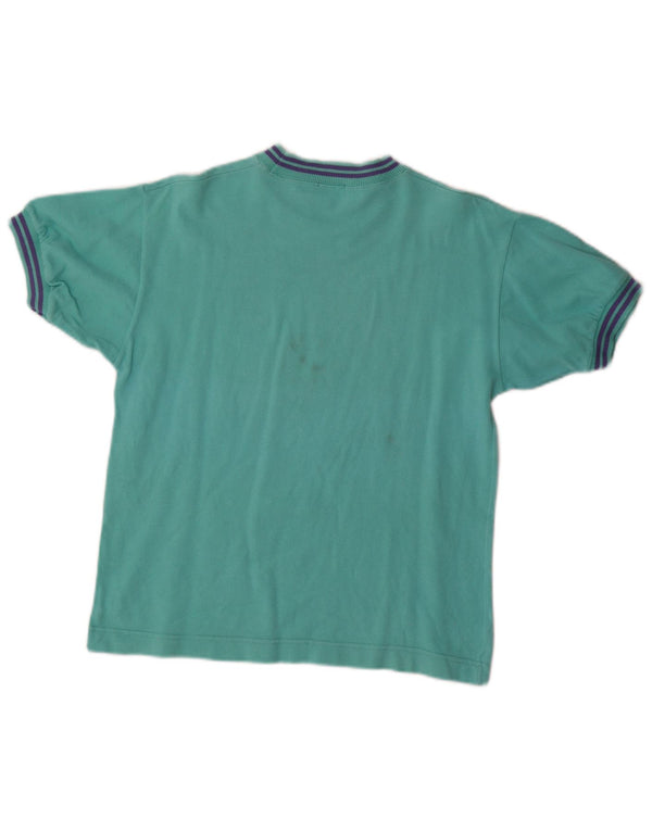 Vintage Girls T-Shirt Top 13-14 Years Turquoise Striped Cotton
