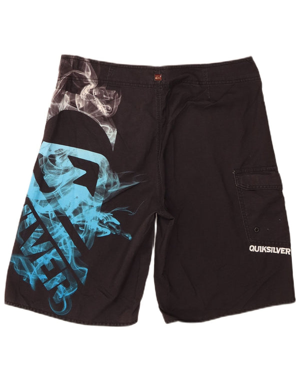 Shorts de natação masculinos Quiksilver Graphic Cargo grande poliéster preto