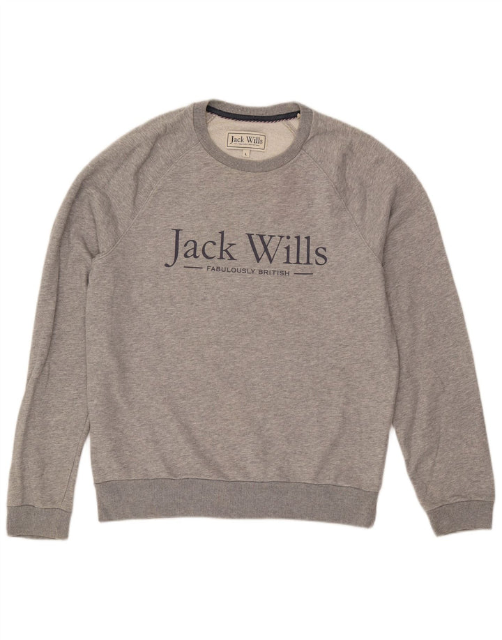 JACK WILLS Suéter gráfico masculino grande algodão cinza