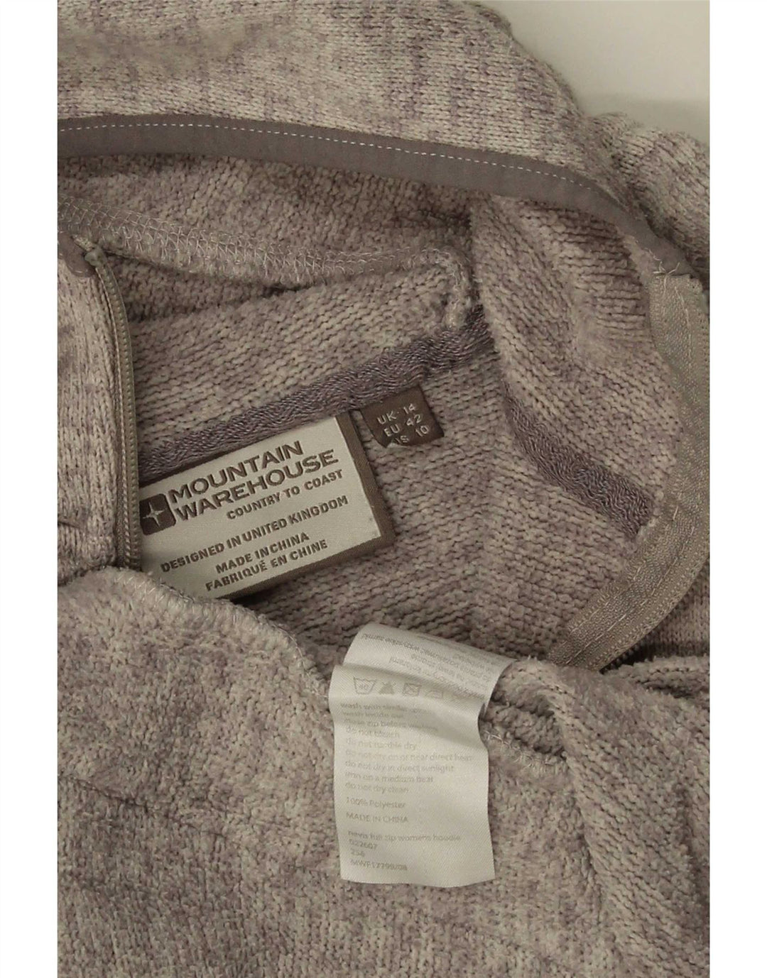 Suéter feminino com capuz e zíper Mountain Warehouse UK 14 poliéster cinza grande