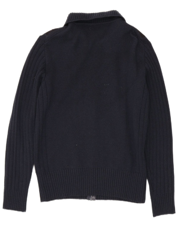 Suéter Cardigan Masculino Ranger IT 50 Lã Virgem Colorblock Azul Marinho Médio