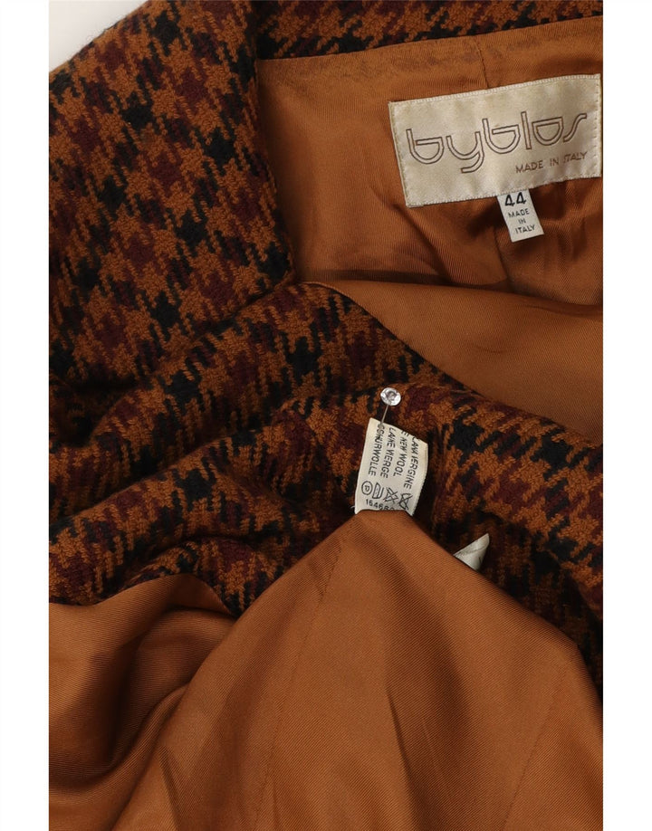 Jaqueta blazer feminina Byblos com 3 botões IT 44 lã houndstooth marrom médio