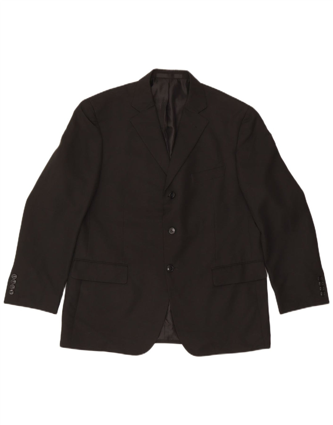 Jaqueta blazer masculina de 3 botões Marks & Spencer Reino Unido 42 grande poliéster preto
