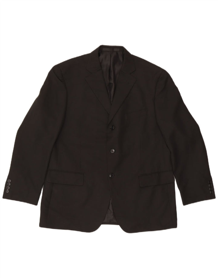 Jaqueta blazer masculina de 3 botões Marks & Spencer Reino Unido 42 grande poliéster preto