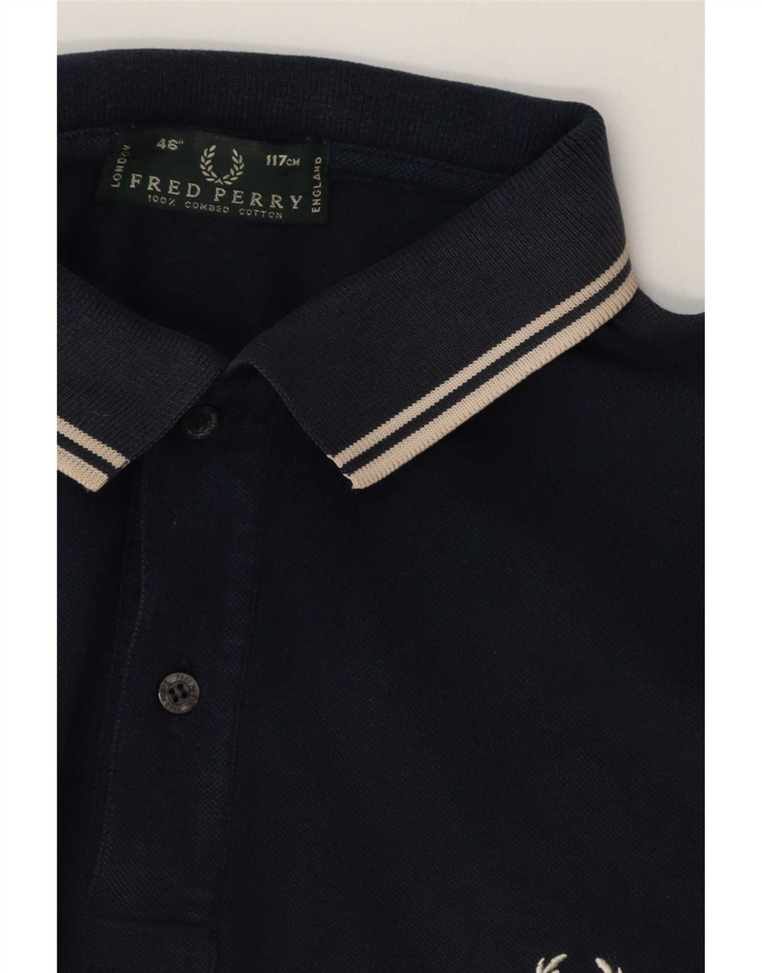 Camisa polo masculina Fred Perry grande algodão listrado azul marinho