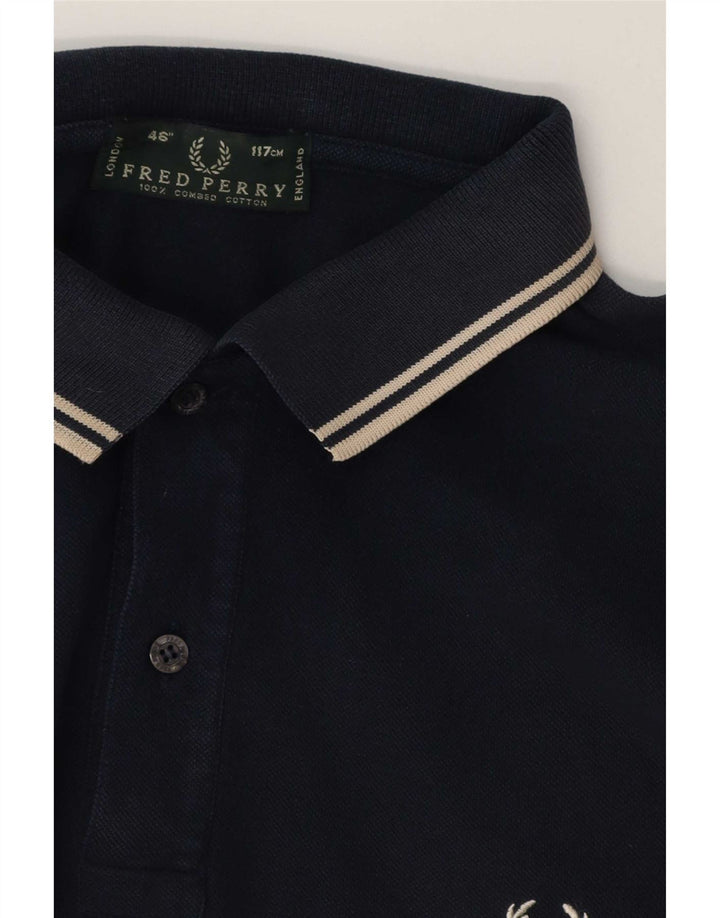 Camisa polo masculina Fred Perry grande algodão listrado azul marinho