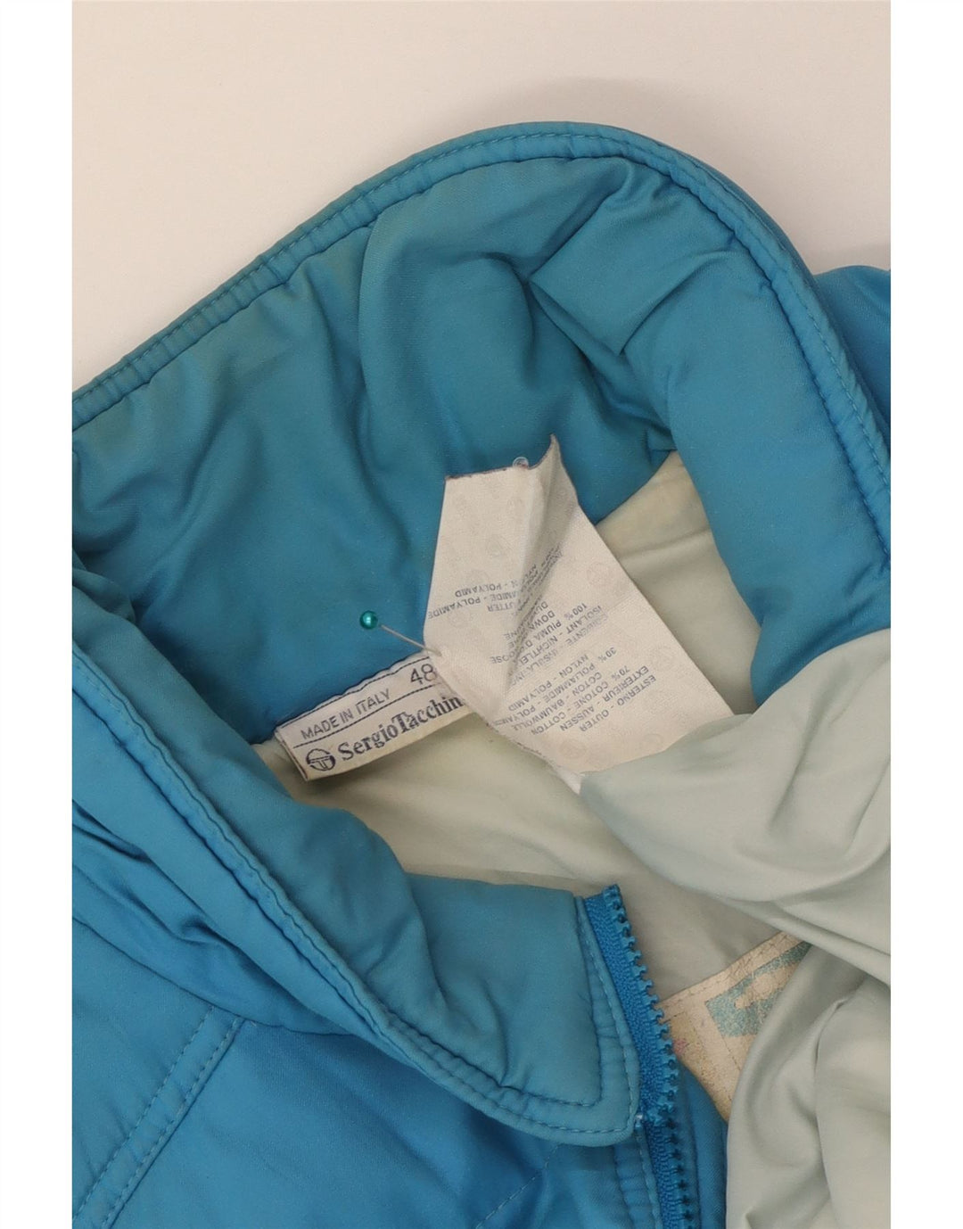 Sergio Tacchini Mens acolchoado Gilet IT 48 algodão azul médio