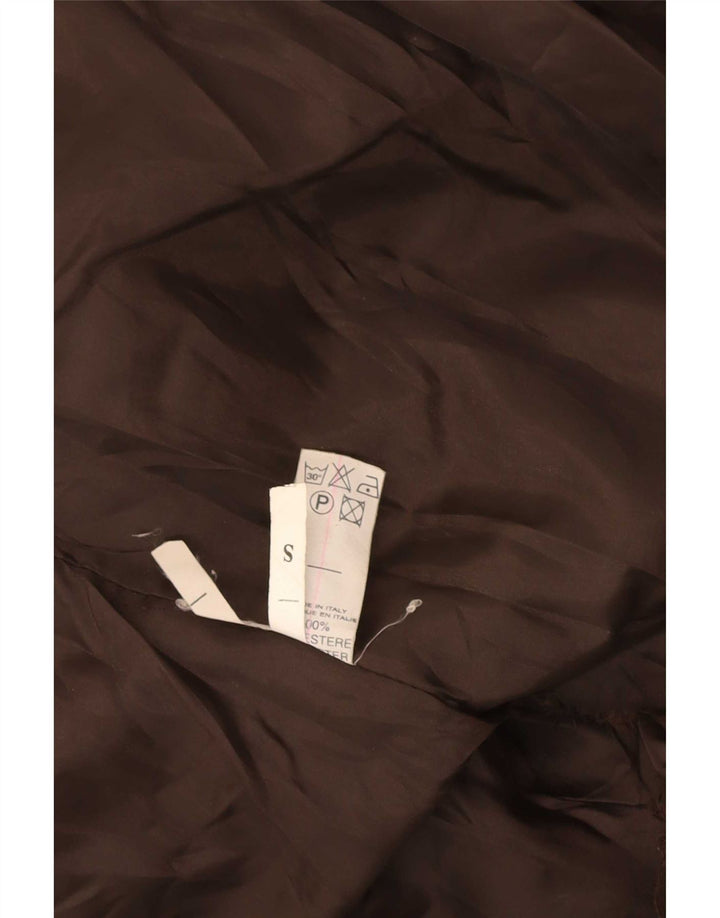 Jaqueta bomber de pele falsa feminina vintage poliéster marrom pequeno Reino Unido 10