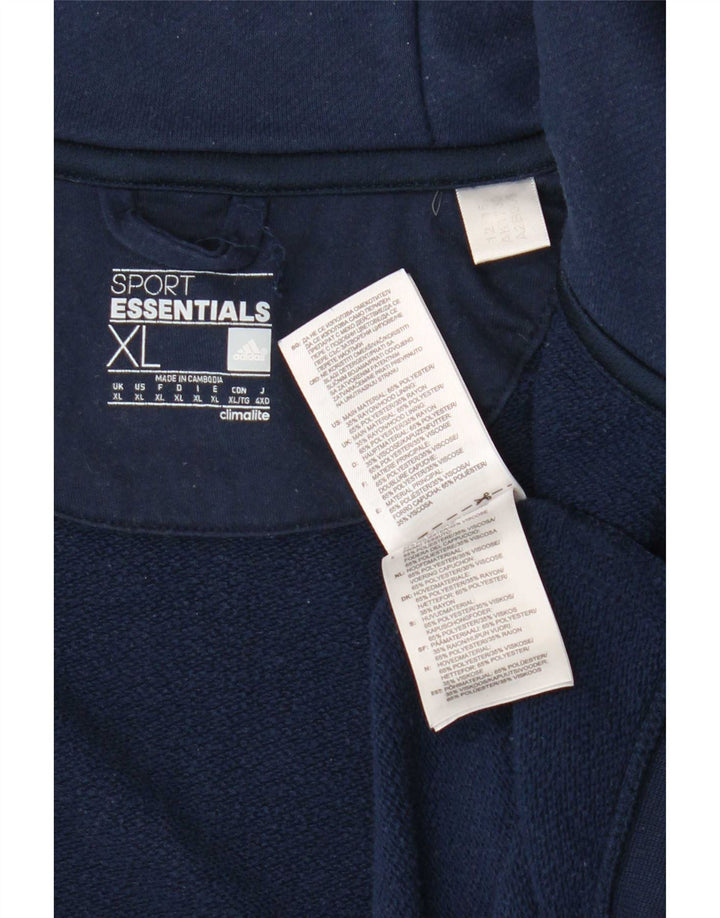 Suéter Adidas Masculino Climalite Zip com Capuz XL Azul Marinho Poliéster
