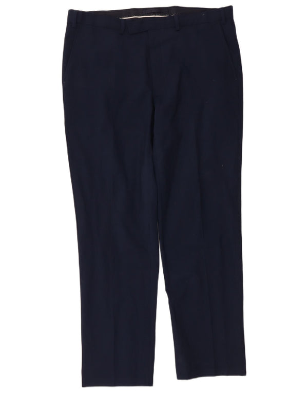 Calça casual masculina Marks & Spencer de ajuste regular W36 L31 lã azul marinho