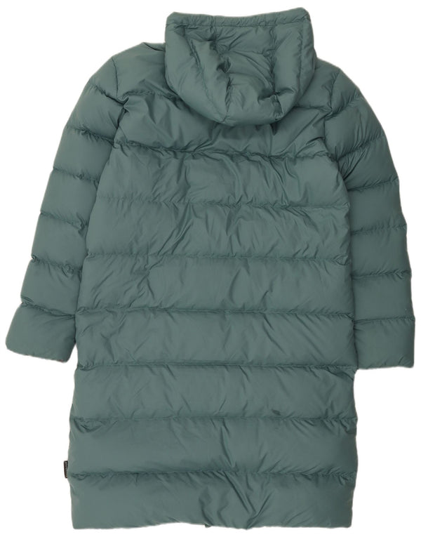 Casaco acolchoado com capuz grande Jack Wolfskin feminino Reino Unido 10/12 verde médio