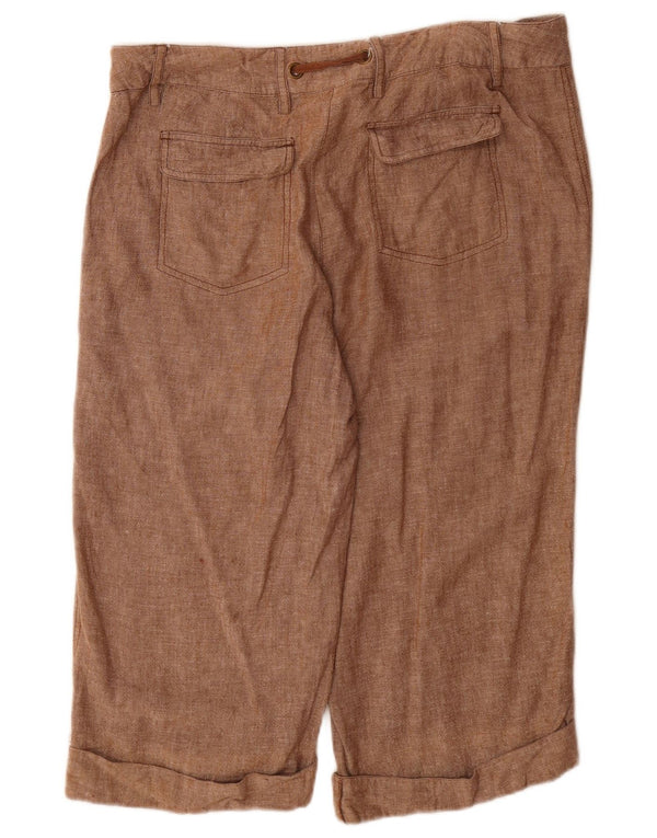 M&Co Womens Bermuda Shorts UK 16 Large W34 Brown Flecked Linen