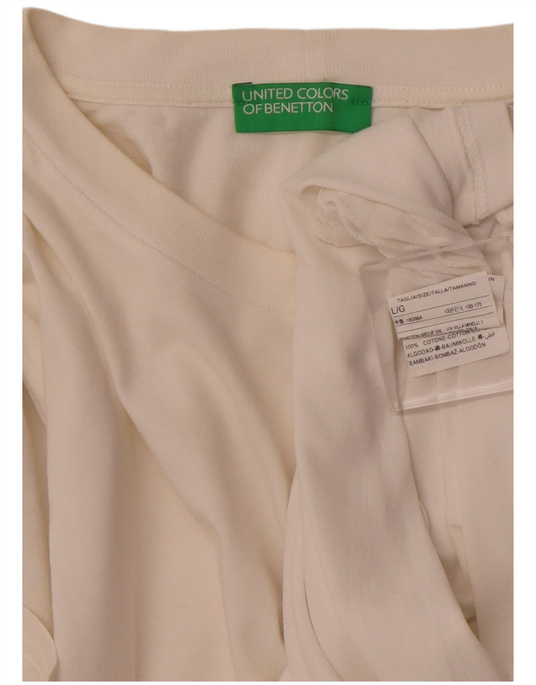 Camiseta masculina BENETTON grande algodão branco