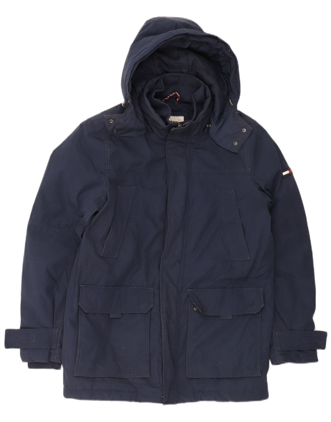 Tommy Hilfiger Casaco corta-vento masculino com capuz Reino Unido 38 Médio Azul marinho