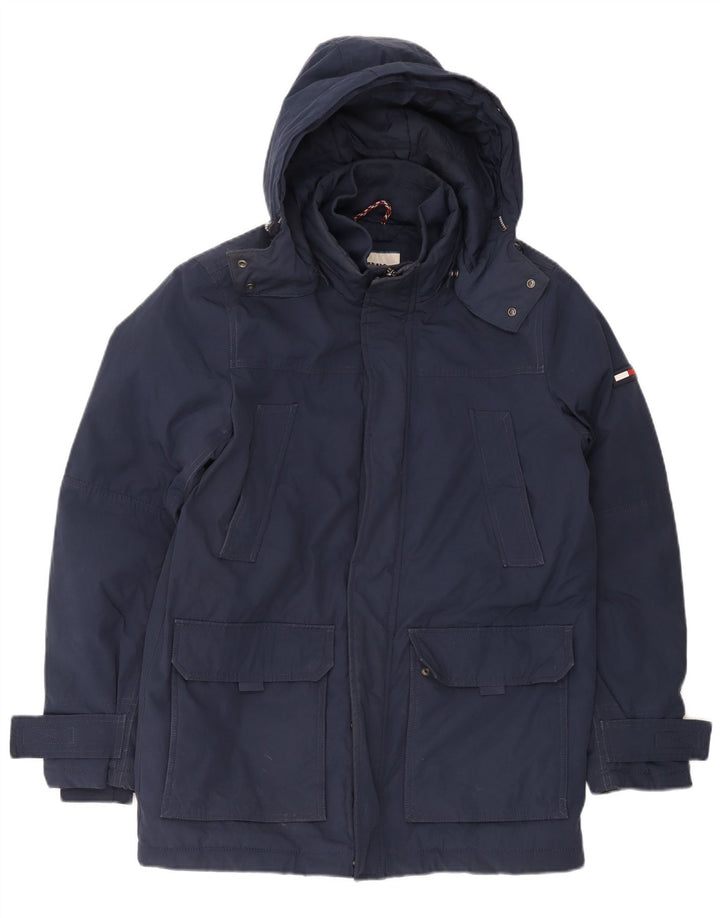 Tommy Hilfiger Casaco corta-vento masculino com capuz Reino Unido 38 Médio Azul marinho