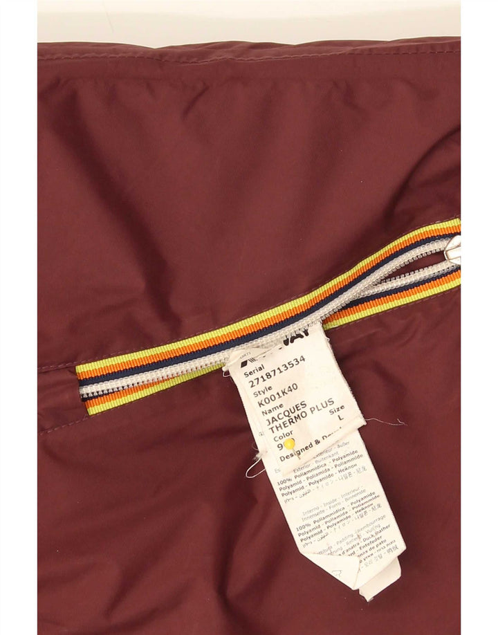 Jaqueta corta-vento masculina com capuz K-Way UK 40 grande poliamida marrom