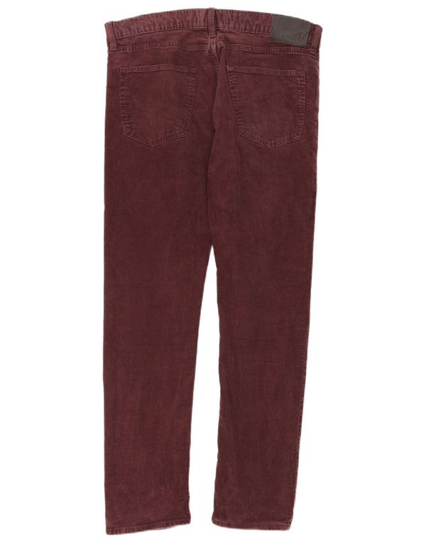 Calça masculina de veludo cotelê Marks & Spencer W36 L33 algodão borgonha