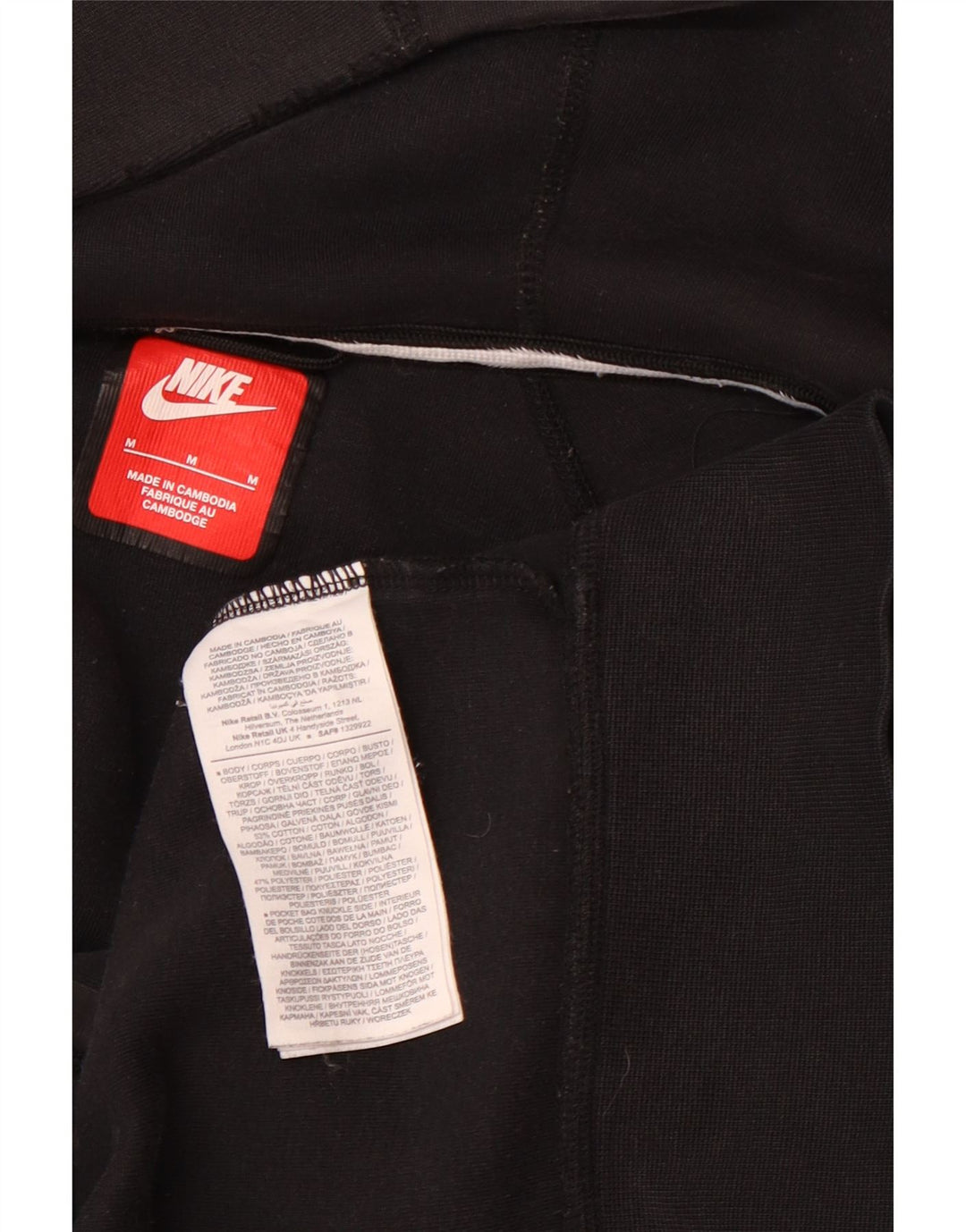 Suéter Nike masculino com capuz e zíper médio preto algodão