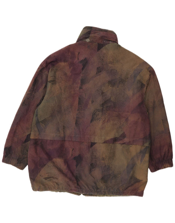 Jaqueta corta-vento feminina vintage com padrão abstrato UK 20 2XL multicolorida