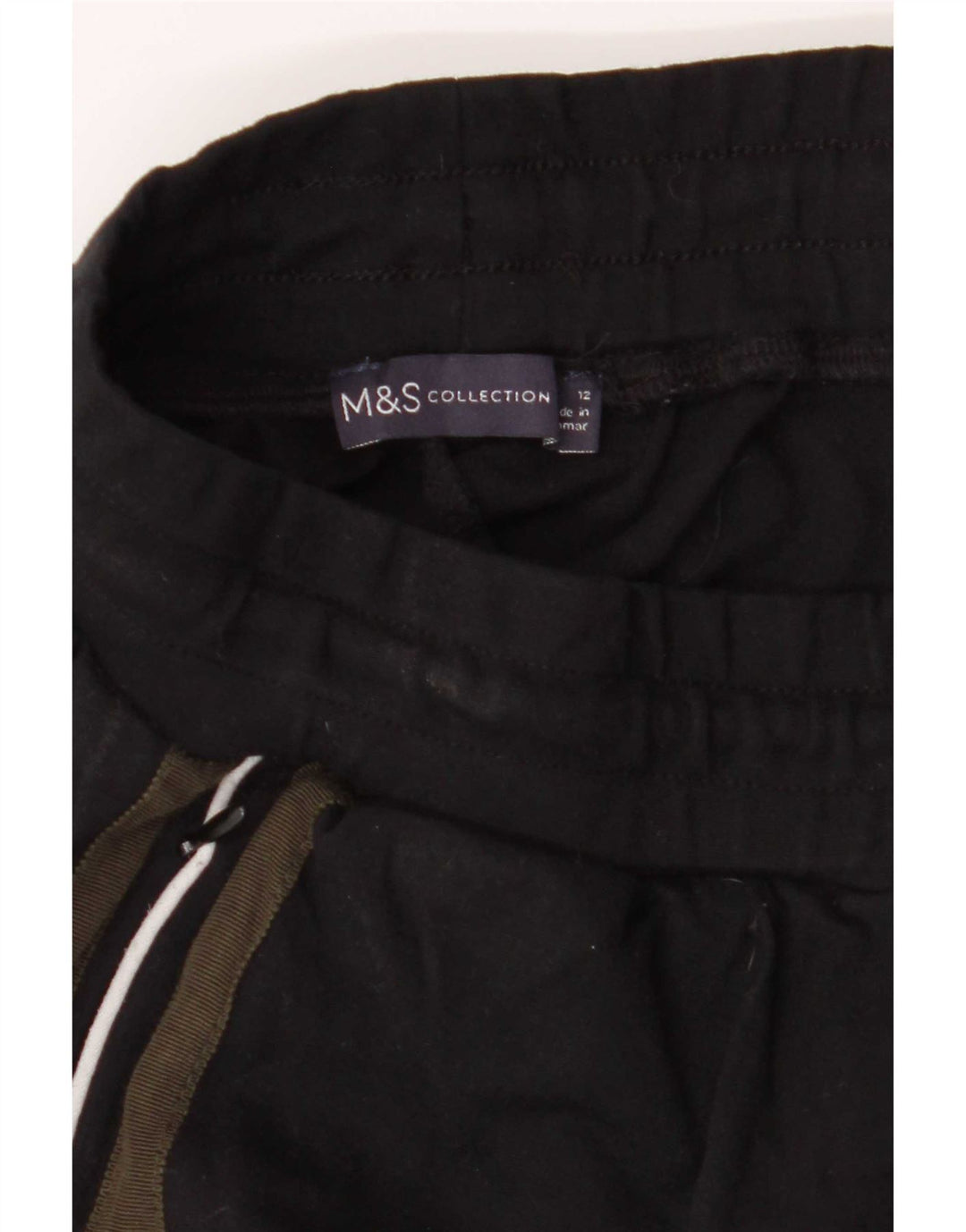 Calça de treino feminina Marks & Spencer Reino Unido 12 bloco colorido preto médio