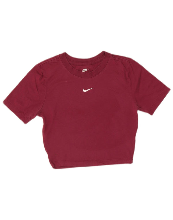 Camiseta Nike Feminina Crop Slim Fit Top UK 6 XS Borgonha Poliéster