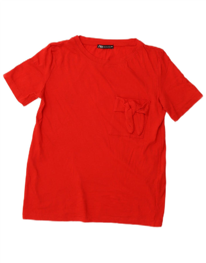 ZARA Womens T-Shirt Top UK 10 Small Red Cotton
