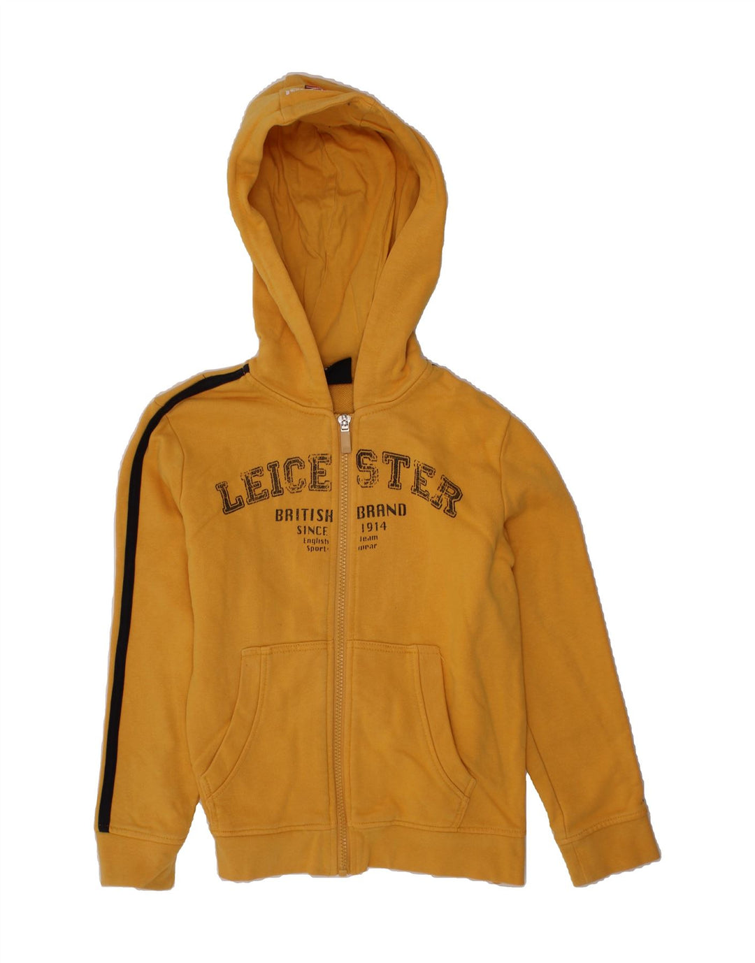 ADMIRAL Boys Graphic Zip Hoodie Sweater 7-8 Years Yellow Cotton Vintage Admiral and Second-Hand Admiral from Messina Hembry 