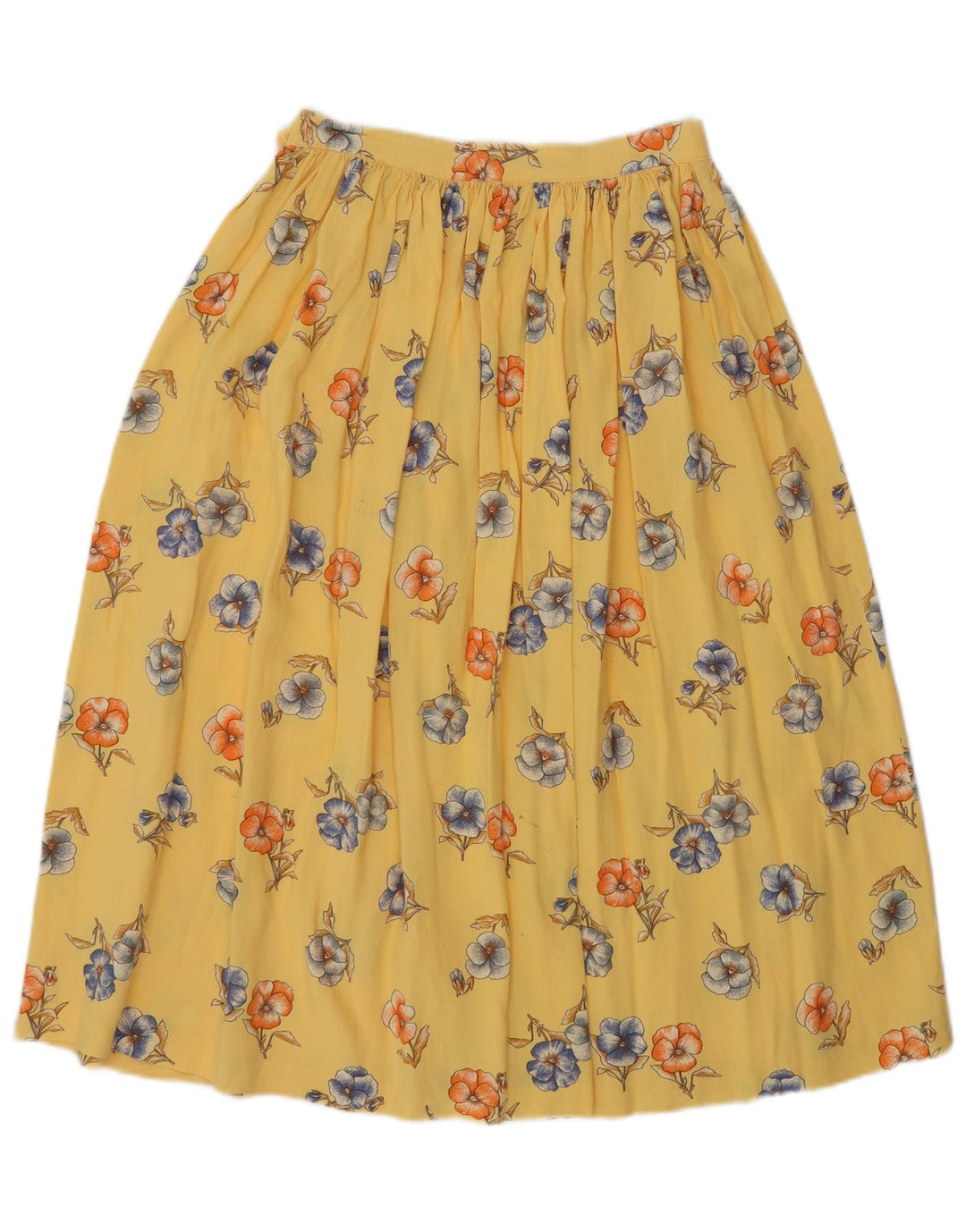 Saia midi feminina vintage W24 XS floral amarelo