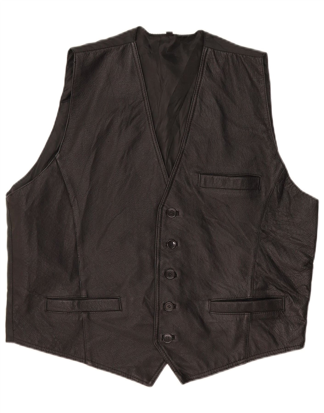 Colete masculino vintage XL em couro preto