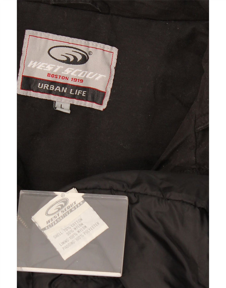 Jaqueta corta-vento masculina WEST SCOUT Reino Unido 40 grande algodão preto