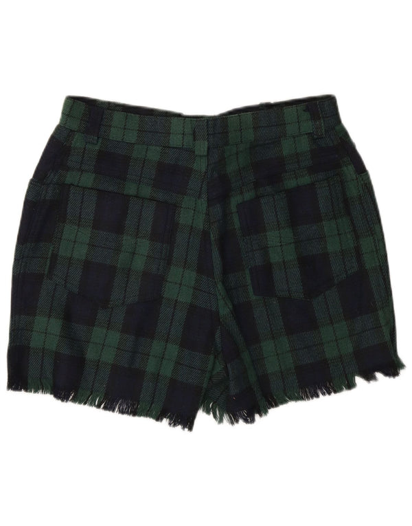 Shorts feminino Onyx cintura alta casual pequeno W27 verde xadrez acrílico
